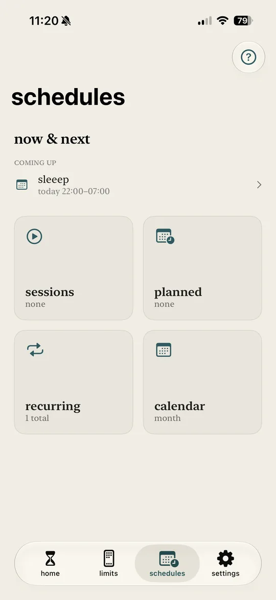 Schedules: sessions, planned windows, and recurring blocks